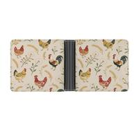 VstaDank Portafoglio bifold con stampa di pollo e gallo per donne uomini sottile portafoglio in pelle PU morbida sottile tasca frontale minimalista porta carte di credito
