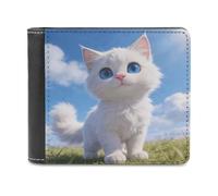 VstaDank Portafoglio da uomo in pelle a forma di palla di neve dagli occhi azzurri, portafoglio bifold elegante sottile tasca frontale portafogli porta carte di credito borsa per contanti