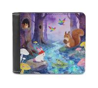 VstaDank Portafoglio da uomo in pelle con foresta fiaba, portafoglio bifold elegante sottile tasca frontale portafogli porta carte di credito borsa per contanti