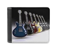 VstaDank Portafoglio in pelle per chitarra elettrica, sottile, con tasca frontale, portamonete, porta carte di credito