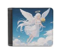VstaDank Portafoglio in pelle PU con angelo dai capelli bianchi porta carte di credito extra capacità portafogli bifold per uomo donna portafoglio moda