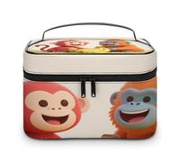 VstaDank Red Monkey Orangutan Banana Makeup Bag per le donne Borsa da toilette portatile da viaggio con manico Borse cosmetiche leggere di grande capacità Borse per cosmetici impermeabili per il