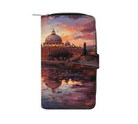 VstaDank Roma Tramonto Portafoglio per le Donne In Pelle Viaggio Lungo Borsa Cerniera Tasca Monete Intorno Frizione Grande Capacità Porta Carte Di Credito