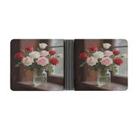 VstaDank Roses Bloom Portafoglio bifold per donne uomini sottile morbido PU portafoglio sottile minimalista tasca frontale porta carte di credito