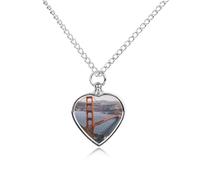 VstaDank San Francisco Golden Gate Bridge Urna Collana per ceneri Personalizzata Pet Cremazione Gioielli per Ceneri Ciondolo Cuore Urna Collana Memoriale Gioielli per Pet Dog Cat Ashes Collana