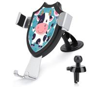 VstaDank Simpatico supporto per telefono a pois a forma di mucca, regolabile a 90°, supporto per bocchetta di ventilazione e ventosa per auto, adatto per telefoni da 4 a 6 pollici, supporti stabili e