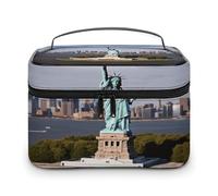 VstaDank Statua della Libertà a New York Borsa per il trucco per le donne Borsa da toilette portatile da viaggio con manico Borse cosmetiche leggere di grande capacità Borse per cosmetici impermeabili