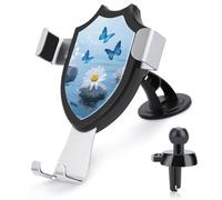 VstaDank Supporto per telefono con fiore e farfalla in pietra zen, regolabile a 90°, supporto per presa d'aria, forte ventosa, adatto per telefoni da 4 a 6 pollici, supporti stabili e sicuri