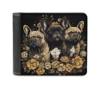 VstaDank Tre Bulldog francesi Portafoglio bifold per donne uomini portafoglio in pelle PU morbida sottile minimalista tasca frontale porta carte di lavoro