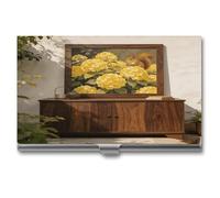 VstaDank Wenge Stil De Grain Yellow Squirrel Hydrangea Porta biglietti da visita personalizzato in lega di alluminio Porta biglietti da visita Slim Name Card Holder con Flip Fashion Metal Card Carrier