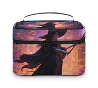 VstaDank Witch in The Mysterious Forest Borsa per il trucco da donna Borsa da toilette portatile da viaggio con manico Borse cosmetiche leggere di grande capacità Borse per cosmetici impermeabili per