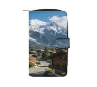 VstaDank Yingxue Peak Portafoglio da donna in pelle da viaggio lungo con cerniera tasca portamonete intorno alla frizione grande capacità porta carte di credito