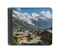 VstaDank Yingxue Peak - Portafoglio da uomo in pelle a due pieghe, elegante e sottile, con tasca frontale, porta carte di credito e contanti