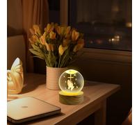 VStoy Sfera di vetro 3D luce notturna con base in legno, decorazione natalizia, regalo di Pasqua e venerdì santo, funzionamento USB, design a croce di Gesù per interni