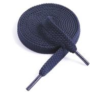 VSUDO Lacci per Scarpe Piatti da 100 cm in Blu Navy, Larghezza 9 mm, Tessuti a Doppio Spessore Stringhe per Scarpe da Ginnastica o Sneaker (1 Paio-Blu Navy-100cm)