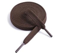 VSUDO Lacci per Scarpe Piatti da 110 cm in Marrone, Larghezza 9 mm, Tessuti a Doppio Spessore Stringhe per Scarpe da Ginnastica o Sneaker (1 Paio-Marrone-110cm)