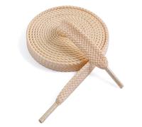 VSUDO Lacci per Scarpe Piatti da 120 cm in Beige, Larghezza 9 mm, Tessuti a Doppio Spessore Stringhe per Scarpe da Ginnastica o Sneaker (1 Paio-Beige-120cm)