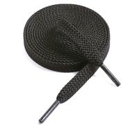 VSUDO Lacci per Scarpe Piatti da 120 cm in Nero, Larghezza 9 mm, Tessuti a Doppio Spessore Stringhe per Scarpe da Ginnastica o Sneaker (1 Paio-Nero-120cm)