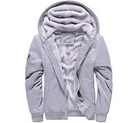 VSUSN Uomo Felpa con Cappuccio Manica Lunga Felpe con Cappuccio Vello Foderato Hoodies con Cerniera Cappotto Giacca Inverno Caldo(Grigio,L)