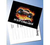 VSW 12 biglietti d'invito e 12 buste per feste di compleanno e compleanno dei bambini Hot Wheels n. 115