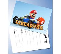 VSW 12 biglietti d'invito e 12 buste per feste di compleanno e compleanno per bambini Super Mario Kart n. 39
