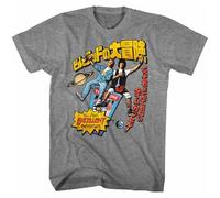 VSYNLOJN Bill & Ted Japanese Poster Men's T-Shirt Excellent Adventures Face The Music Grey S