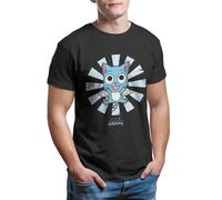 VSYNLOJN Humorous Happy Fairy Tail Retro Japanese T-Shirt Black XL
