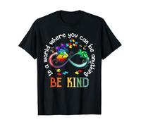 VSYNLOJN in A World Where You Can Be Kind Butterfly Autism Awareness T-Shirt Black L