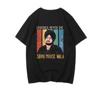 VSYNLOJN Legends Never Die T-Shirt Sidhu Moose Wala India Rapper Black XL