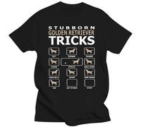 VSYNLOJN Men T Shirts Stubborn Golden Retriever Dog Tricks Black M