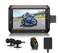VSYSTO Moto Dash Cam - Doppia Fotocamera 1080P Anteriore e Posteriore per Moto - Schermo LCD da 4,0'' 130° Grandangolo con GPS, WiFi, Visione Notturna