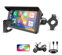 VSYSTO Schermo Carplay per moto, Carplay wireless e Android Auto, touchscreen HD da 5 pollici, doppia porta USB, visualizzazione della temperatura e della tensione della batteria, supporto navigazione