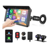 VSYSTO Schermo per moto, CarPlay e Android Auto Senza Fili, 5'' Schermo Carplay Moto con Doppia telecamera 1080P, Impermeabile IP65 Touchscreen con Navigation GPS, Bluetooth, Siri/Assistant, TPMS