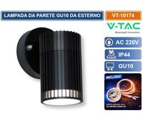 VT-10174 LAMPADA LED DA PARETE GU10 POTENZA MAX 10W DESIGN MODERNO COLORE NERO