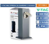 V-TAC VT-1155-2 Presa elettrica da giardino a pilastro 2 prese 16A EU corpo in a