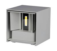 V-TAC Lampada LED da Muro Quadrata Doppio LED COB 5W 140LM/W Colore Grigio Satinato Fascio Luminoso Regolabile 3000K IP65