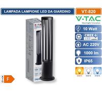 V-TAC Lampada LED da Giardino Fissaggio a Terra LED COB 10W Colore Nero h:80cm 6400K IP65