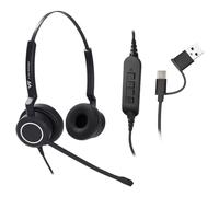 VT Cuffie cablate con cancellazione del rumore AI a 2 microfoni, cuffie da lavoro con USB-C/A per PC/laptop/telefoni IP per MS Team, 3CX, Genesys, Bria, Avaya Workplace, Cisco Jabber, GoogleMeet, Zoom
