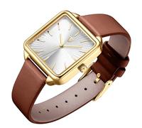 VTAIGE Orologio da donna con cinturino in pelle, elegante orologio quadrato da donna, impermeabile, con quadrante classico vintage, orologio analogico al quarzo, regalo unico per lei, Marrone