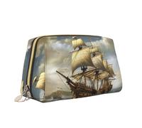 VTCTOASY Age of Discovery Borsa per il trucco con stampa di nave Borsa da toilette versatile borsa cosmetica di grande capacità per donne, bianca, taglia unica, bianco, Taglia unica
