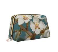 VTCTOASY Beauty case con stampa di fiori di mandorlo borsa da toilette versatile borsa cosmetica di grande capacità per donne, bianco, taglia unica, bianco, Taglia unica