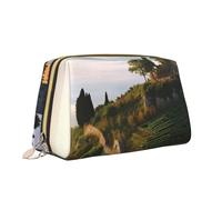 VTCTOASY Beauty case con stampa Villa on The Top of The Hill, borsa da toilette versatile e portatile, grande capacità, da donna, bianca, taglia unica, bianco, Taglia unica