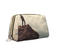 VTCTOASY Beauty case con stampa Woman on a Top Mountain, borsa da toilette versatile e portatile, grande capacità, da donna, bianca, taglia unica, bianco, Taglia unica