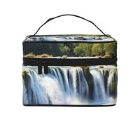 VTCTOASY Beauty case portatile da donna con stampa di cascate sul fiume Krka, borsa da toeletta portatile di grande capacità, borsa cosmetica da viaggio per viaggi all'aperto, nera, taglia unica, Nero