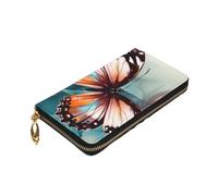 VTCTOASY Bellissimo portafoglio da donna in pelle con cerniera con stampa a farfalla grande porta carte di credito portafoglio per regalo di festa, nero, taglia unica, Nero , Taglia unica