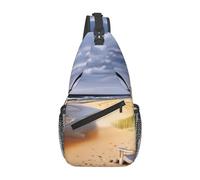 VTCTOASY Borsa a tracolla zaino a tracolla per uomo donna faro mare spiaggia sabbia croce petto borsa viaggio escursionismo zaino, Fari del mare Spiaggia sabbiosa, Taglia unica, Zaini da viaggio