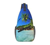 VTCTOASY Borsa a tracolla zaino a tracolla per uomo donna fiori croce petto borsa viaggio escursionismo zaino, Paradiso tropicale, Taglia unica, Zaini da viaggio