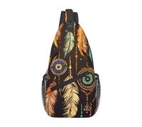 VTCTOASY Borsa a tracolla zaino a tracolla per uomo e donna che cammina con elefante, borsa a tracolla per viaggi, escursionismo, Piuma tribale etnica vintage, Taglia unica, Zaini da viaggio