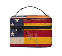 VTCTOASY Borsa da trucco con stampa bandiera della Spagna americana da donna, borsa da toilette portatile di grande capacità, borsa cosmetica da viaggio per viaggi all'aperto, nera, taglia unica, Nero