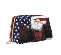 VTCTOASY Borsa per il trucco con bandiera nazionale americana con aquila borsa da toilette versatile portatile borsa cosmetica di grande capacità per donne, bianca, taglia unica, bianco, Taglia unica
